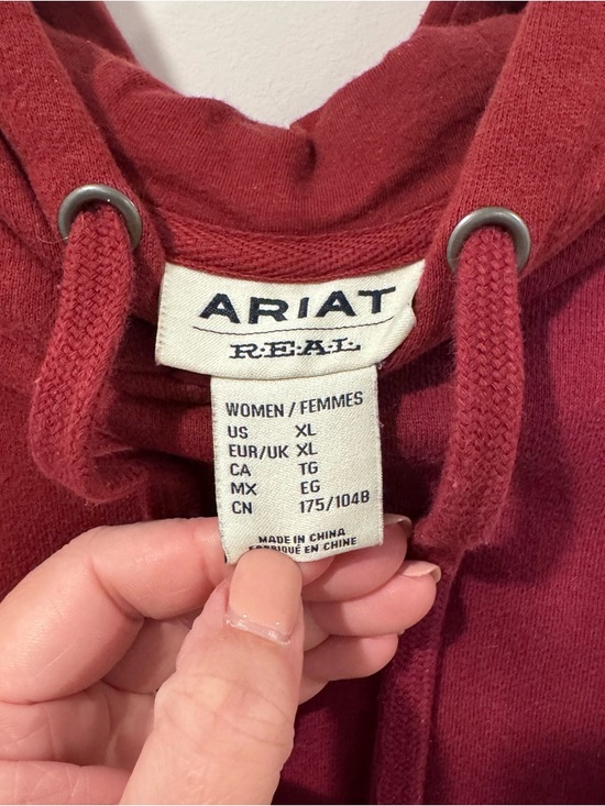 Ariat Women’s Burgundy Hoodie with Logo Sleeve XL - Picture 4 of 8